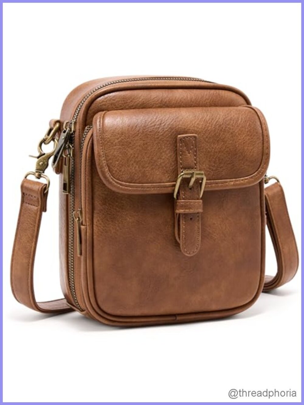 Faux Leather Crossbody Bag with Card Slots RFID Blocking Messenger Purse